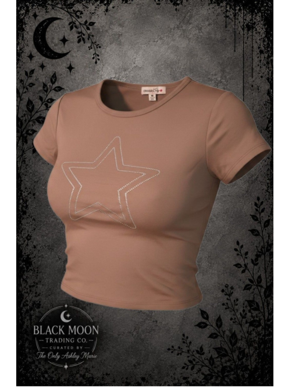 29. Orange Kiss Star Graphic Baby Tee Size Medium